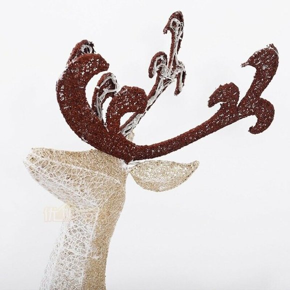 2021 Christmas Deer Cart Luminous Golden Christmas Deer Decoration Ornaments - Picture 4 of 5